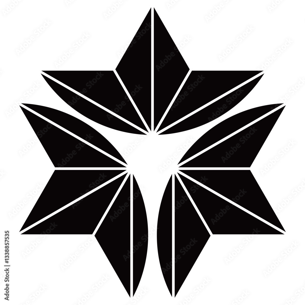 Obraz premium 家紋です。外三つ割り麻の葉といいます。