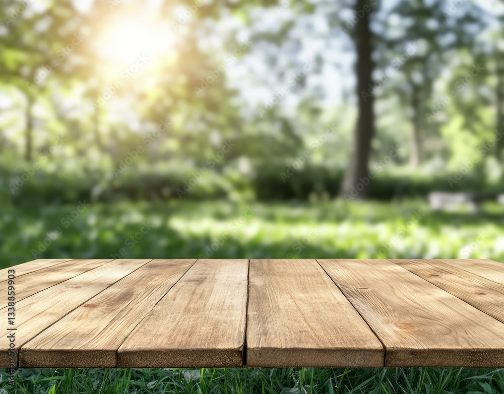 A Whole Wooden Table On The Grass In The Park Fro Fa709efe-4 1832