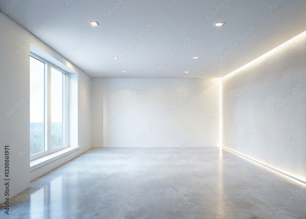 Obraz premium Panoramic White Wall Texture: Clean Minimalist Interior Background