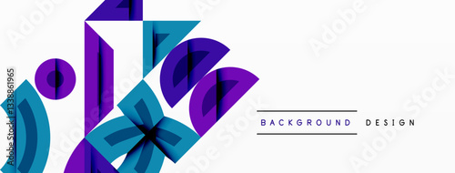 Abstract geometric background shapes forming a modern, symmetrical pattern. Bold contrast, smooth gradients, dynamic composition, futuristic style