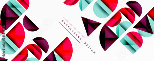 Abstract geometric pattern with intersecting circles and triangles in gradients. The high-contrast composition creates depth and a dynamic, modern aesthetic