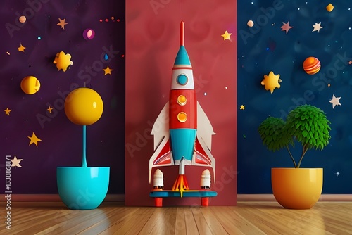 Felt stickers of a single space rocket accessories accessory applique.
