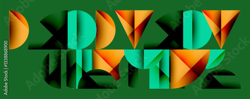 Abstract geometric pattern with intersecting circles and triangles in gradients. The high-contrast composition creates depth and a dynamic, modern aesthetic