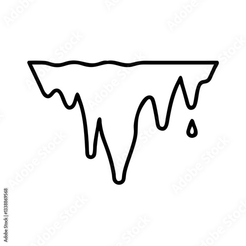Icicle melting in a minimalist outline style  