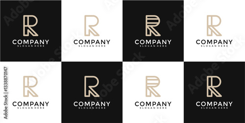 Wallpaper Mural Geometric Minimalist Logo Design Featuring Letter R Torontodigital.ca