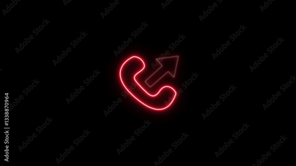 Abstract Incoming calling icon neon bright arrow red color animation. Black background 4k video. Abstract Incoming calling icon neon bright arrow red color animation. Black background 4k video.
