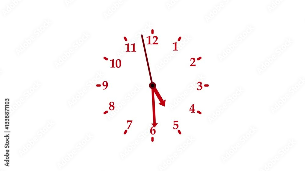 Without rim analog clock isolated animation on a white background Without rim analog clock isolated animation on a white background
