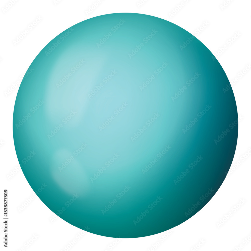 Glass blue ball or precious pearl. Glossy realistic ball, 3D sphere. Abstract vector illustration highlighted on a white background. Big metal bubble with shadow.