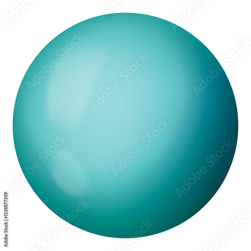 Glass blue ball or precious pearl. Glossy realistic ball, 3D sphere. Abstract vector illustration highlighted on a white background. Big metal bubble with shadow.