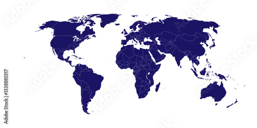 World map color vector modern. Silhouette map.
