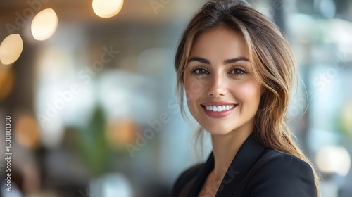 Confident Young Woman with Beautiful Smile Professional Portrait Business Casual