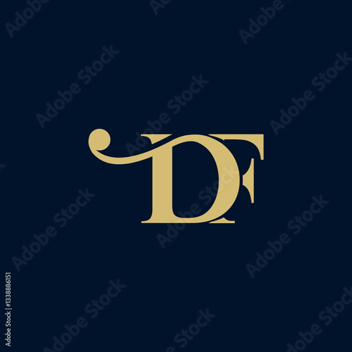 Gold Initials D F On Dark Background