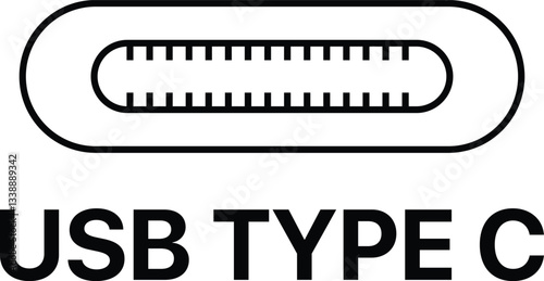 USB type C connection set icon. Vector illustration