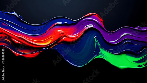 Colorful Abstract Strokes on Black: A dynamic, vibrant composition of thick, swirling paint strokes in a spectrum of colors, artfully arranged against a stark background