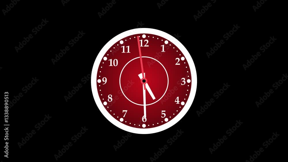 Minimalist count down Analog Clock Animation, A minimalist analog clock with a white frame and black background