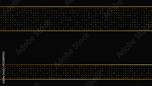 Dark background with golden lines and glittering dots
