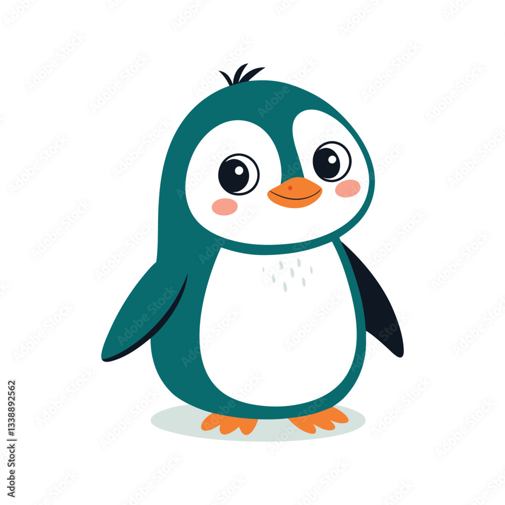 Naklejka premium Cute cartoon Penguin colors illustration white background