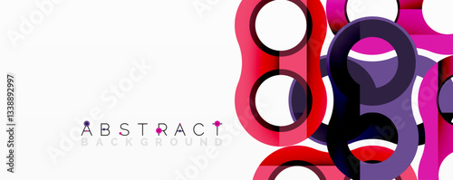 Abstract circle element composition with overlapping circular and tubular shapes featuring smooth gradients, transparency effects, and dynamic layering