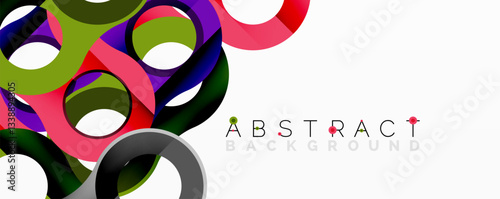 Abstract circle element composition with overlapping circular and tubular shapes featuring smooth gradients, transparency effects, and dynamic layering