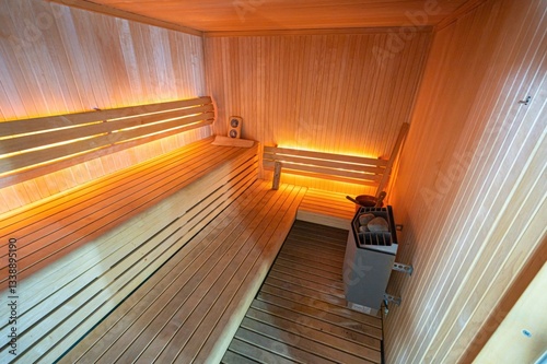 standard interior wooden bath, sauna, steam room