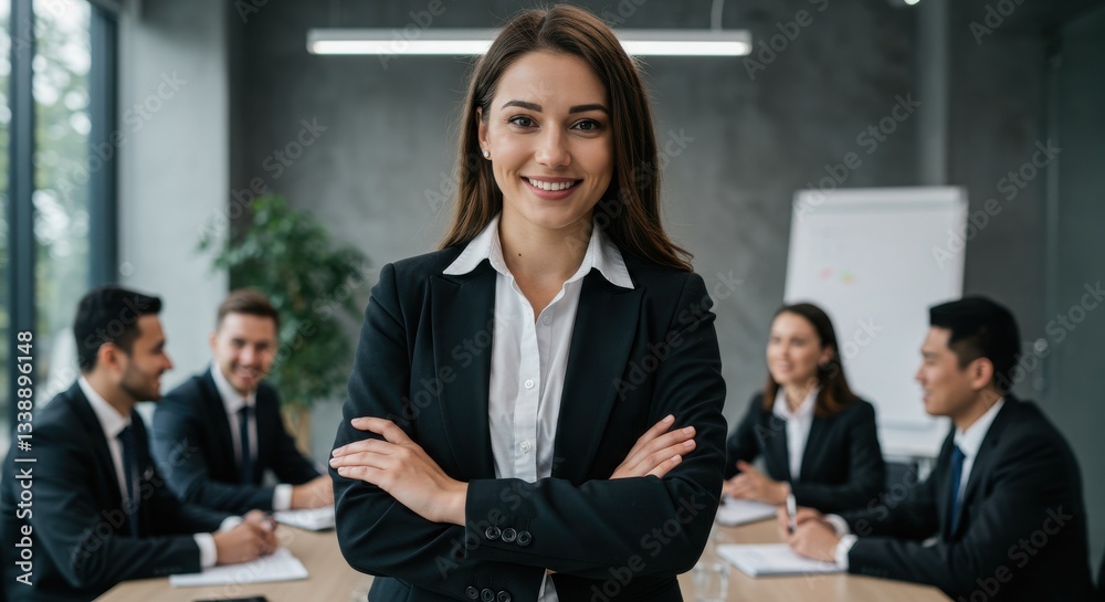 Confident Businesswoman Leading Meeting in Boardroom Confident Businesswoman Leading Meeting in Boardroom