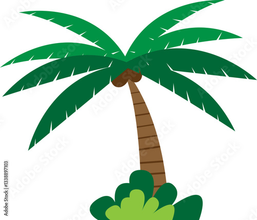 Summer coconut tree illustration vector