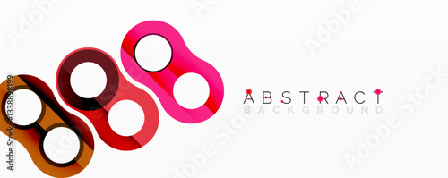 Abstract circle element composition with overlapping circular and tubular shapes featuring smooth gradients, transparency effects, and dynamic layering