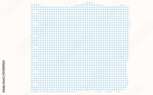 Graph paper. Printable lined and squared grid paper with color lines. Geometric background for school, textures, notebook, diary. Realistic ripped aged paper blank.