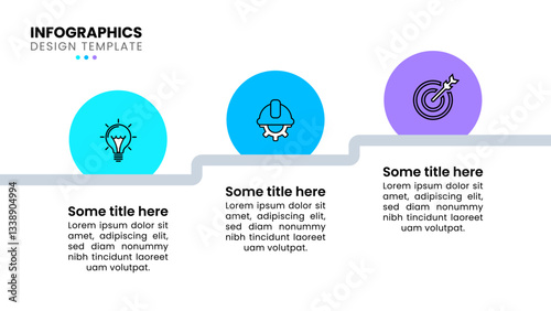 Infographic template. Staircase with 3 steps and icons