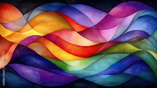 Fototapeta Naklejka Na Ścianę i Meble -  A high-definition seamless abstract design of geometric shapes in vibrant shades of orange and blue on a textured backdrop.