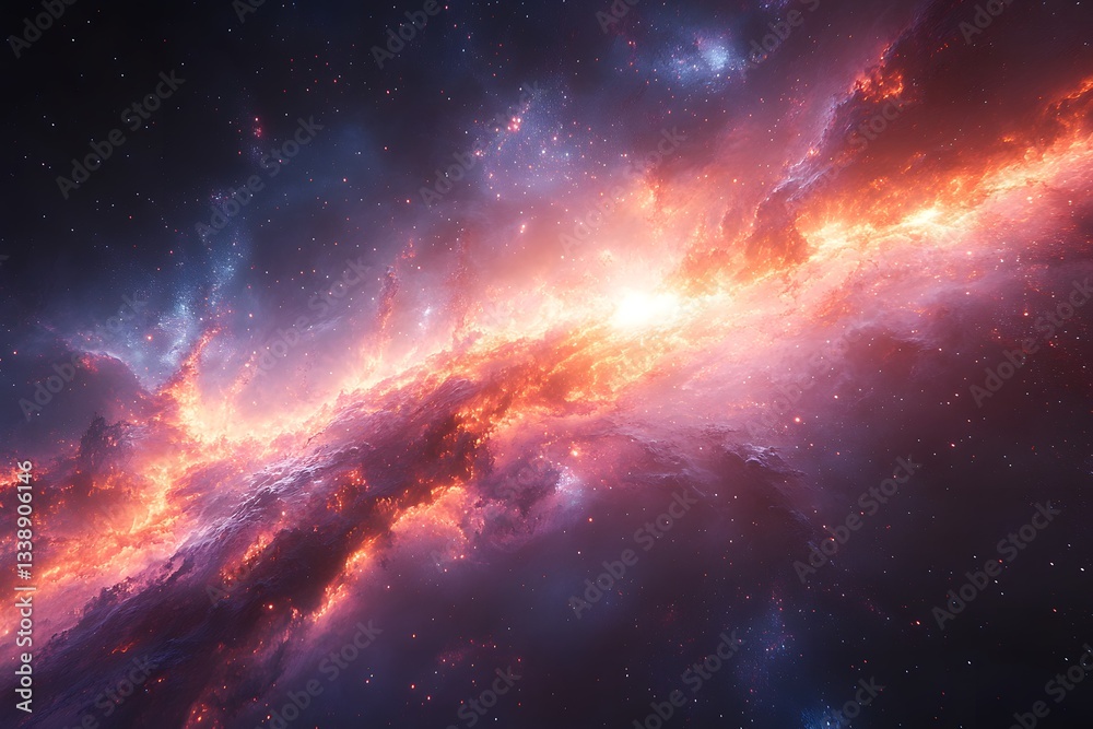 Fototapeta premium Nebula's Grandeur: a celestial masterpiece showcasing vibrant hues and cosmic clouds