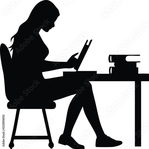 Silhouette of Beautiful Woman Reading Book
