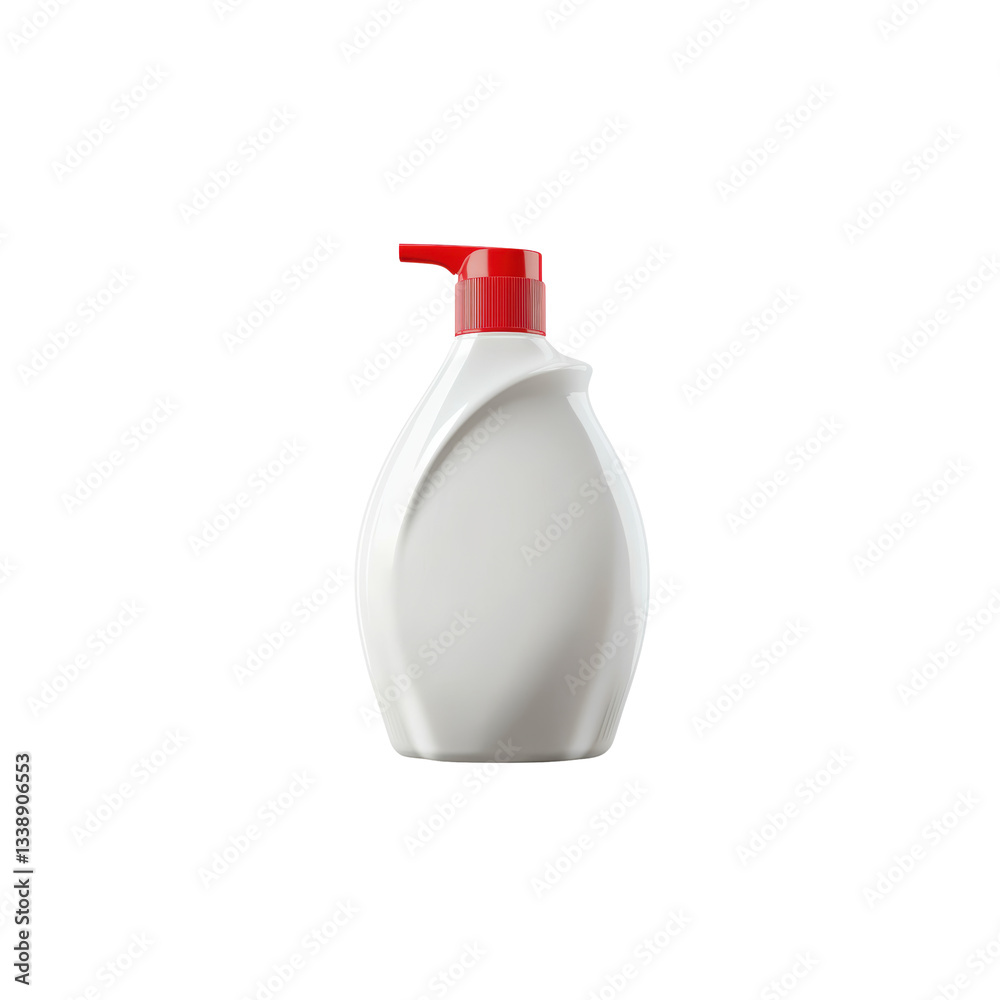White Plastic Pump Bottle with Red Cap for Liquid Product Display White Plastic Pump Bottle with Red Cap for Liquid Product Display