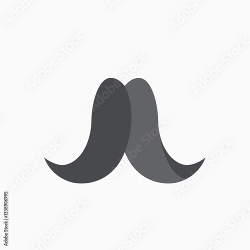 Stylized Mustache Emblem: A minimalist and stylized illustration of a gray mustache, perfect for design, symbolizing a gentlemanly persona.