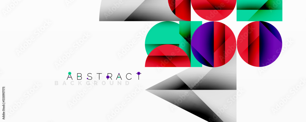 Abstract geometric design with intersecting circles, triangles, squares and sharp angles creating a layered composition with gradients, depth, and contrast Abstract geometric design with intersecting circles, triangles, squares and sharp angles creating a layered composition with gradients, depth, and contrast