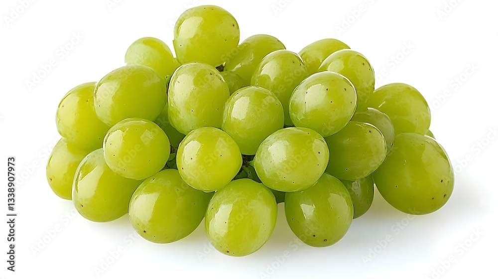 Green grapes on white background. For nutrition, food Green grapes on white background. For nutrition, food