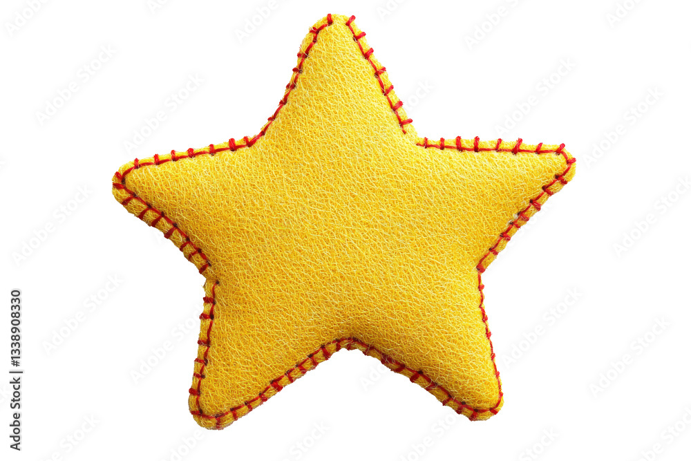 Bright yellow plush star cushion adds a playful touch to any childs room decor