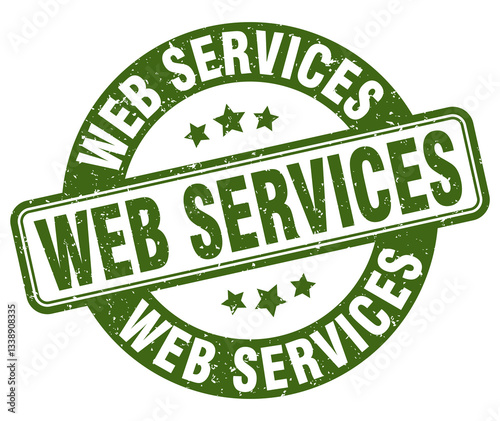 web services stamp. web services label. round grunge sign