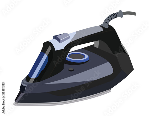 Modern steam iron illustration - household appliance for clothes ironing vector design