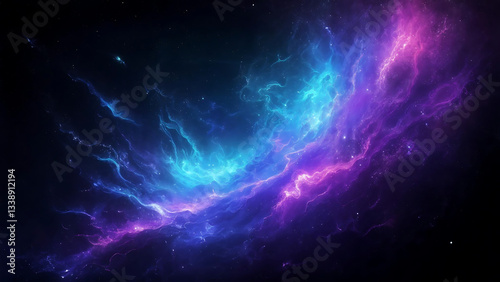 Nebula Canvas: A breathtaking cosmic panorama unfolds, where swirling nebulae, painted with vibrant hues of blue and purple, dance against the backdrop of an infinite, star-studded night.