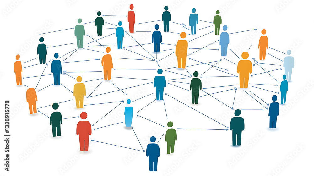Modern social network visualization with leadership and connectivity theme Modern social network visualization with leadership and connectivity theme