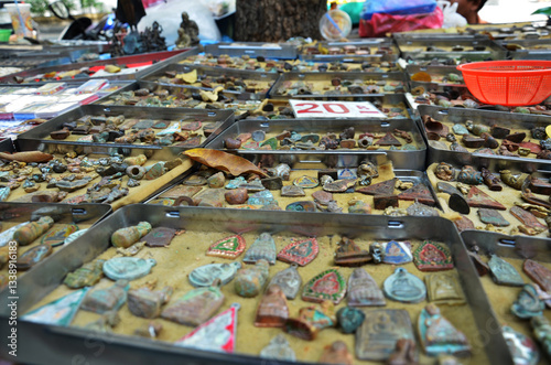 Photography Local stall hawker beside road for thai owner selling talismans amulets and smal