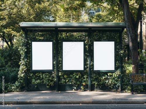 This realistic 3D model of a bus station includes three unoccupied spaces