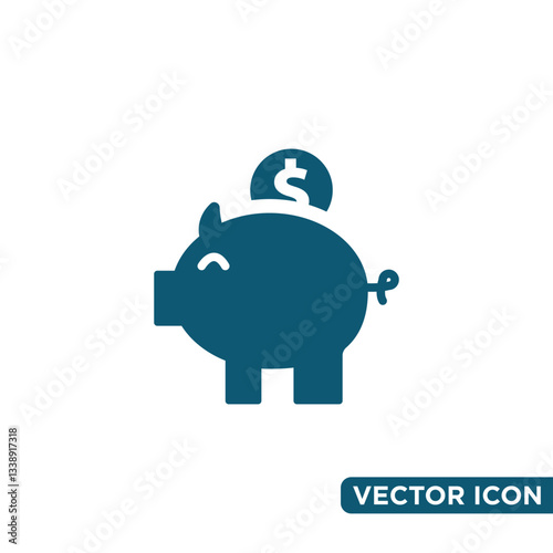 Minimalist Piggy Bank Icon Design Template 