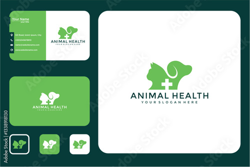 Green Animal Health Logo And Business Card Design Template