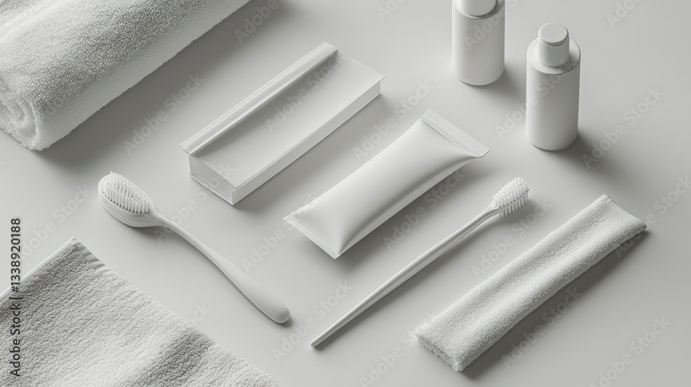 © sudar - White hygiene products on a minimalist surface © sudar - White hygiene products on a minimalist surface