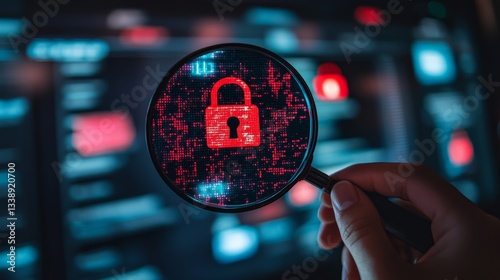 An Endpoint Detection and Response (EDR) concept, illustrated with a padlock in a modern, cybersecurity-focused environment, signifying network security and data protection