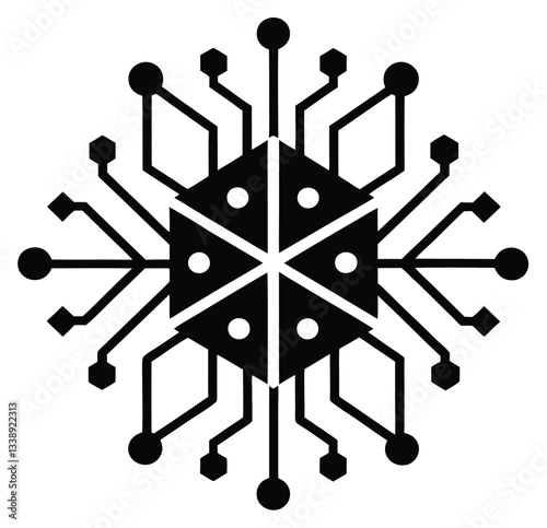 Futuristic Circuit-Inspired Geometric Pattern – High-Tech Digital Design
