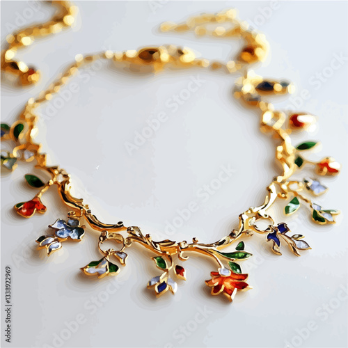 A finely crafted gold necklace designed by Gulaylar.
