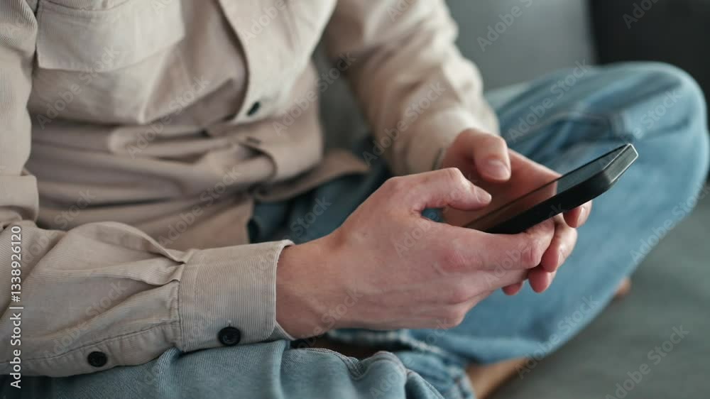 A business man sits on a sofa with a phone in his hands and writes an SMS.
Work chat.
A man clicks on the screen of his smartphone.
A business man with a gadget in his hands A business man sits on a sofa with a phone in his hands and writes an SMS.
Work chat.
A man clicks on the screen of his smartphone.
A business man with a gadget in his hands